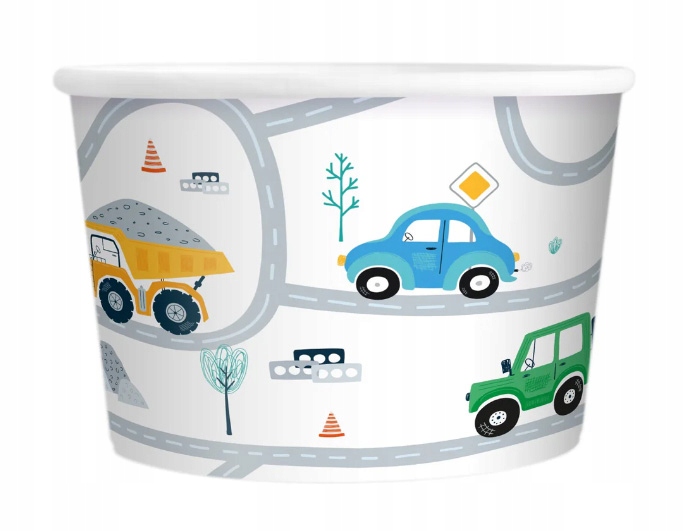 Kubeczki DO LODÓW na cukierki papierowe kolorowe AUTA samochody 6szt