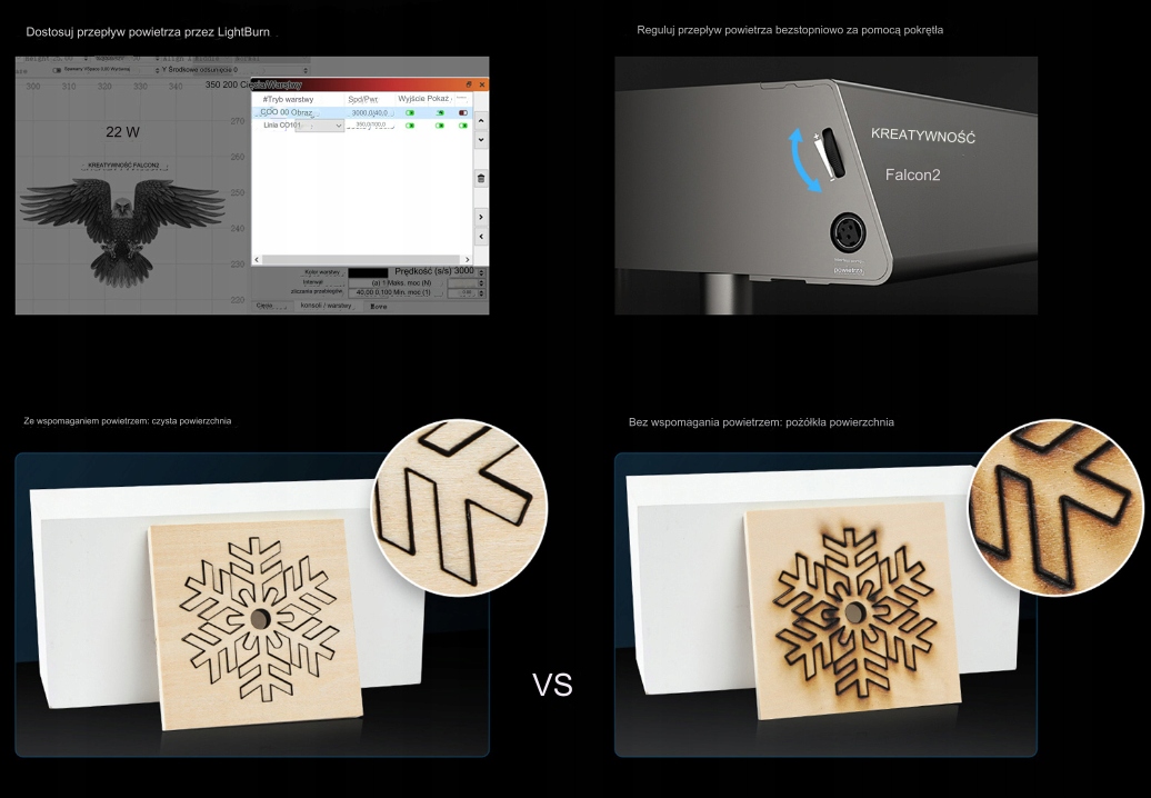 NOWOŚĆ 2023, LASER CREALITY FALCON 2 22W 23% PL Model CR-Laser Falcon 2 Grawer laserowy 22W
