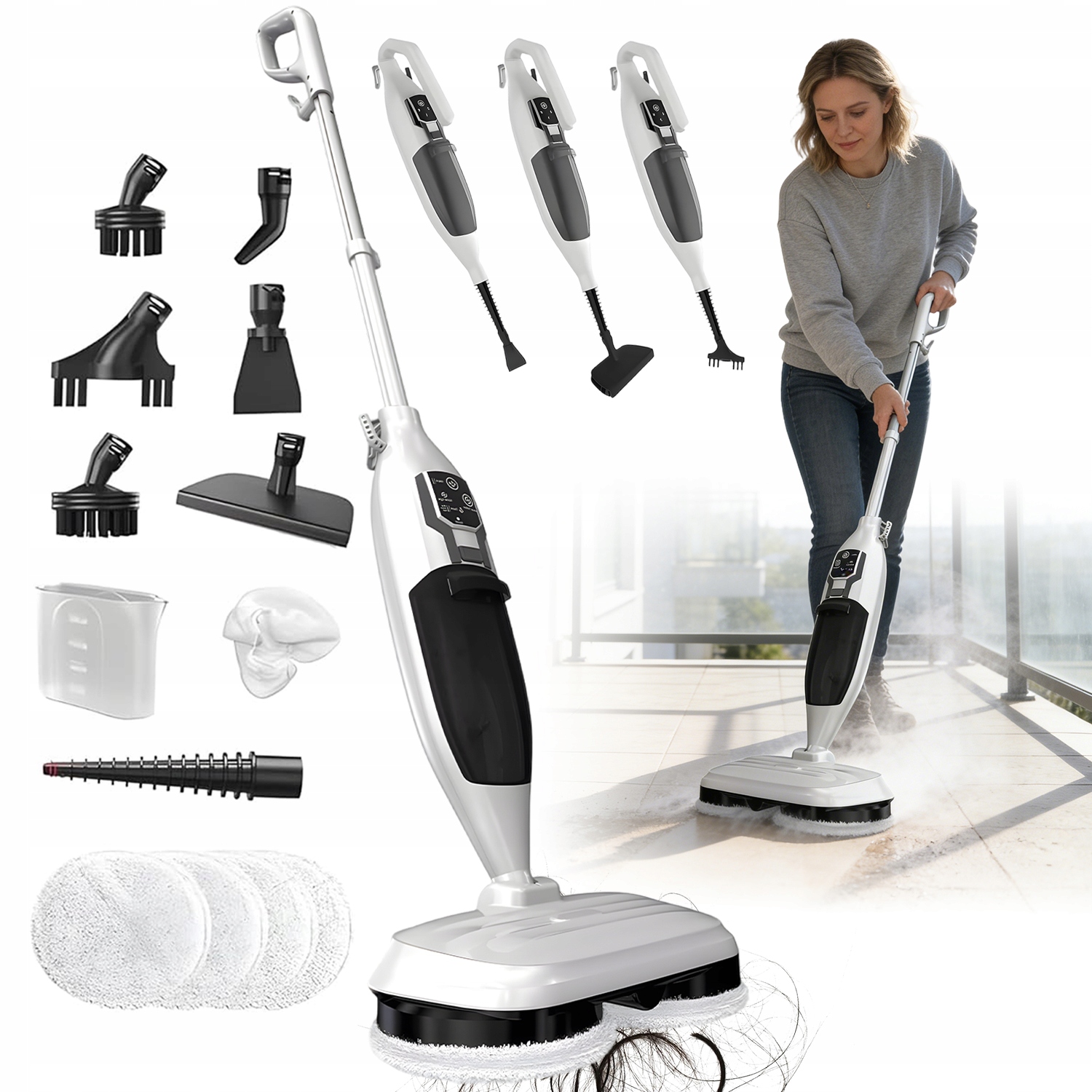 Mop Parowy Elektryczna Myjka Parowa Mop 1300W Wysoka Temperatura 3 Bar