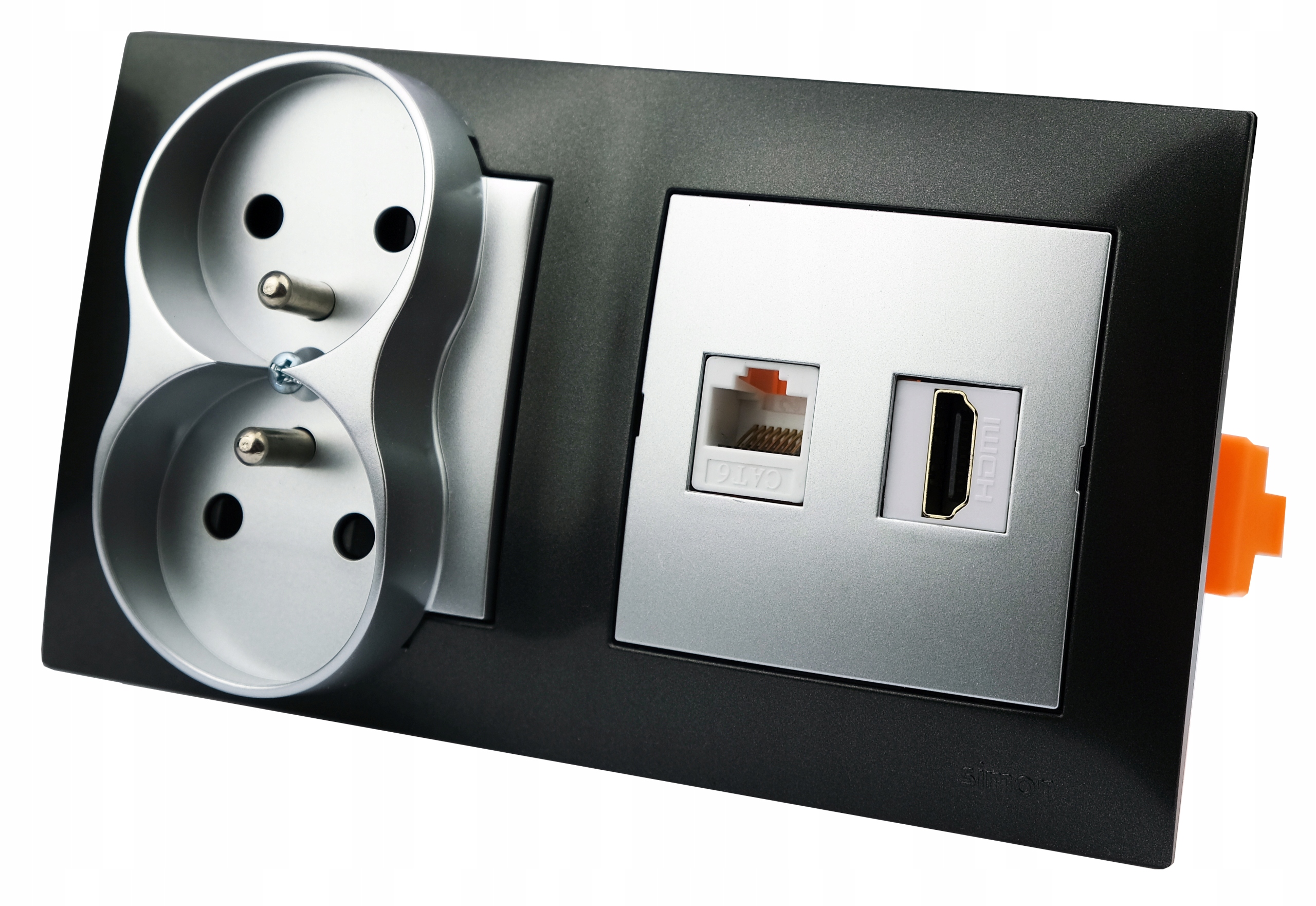 2× Gniazdo HDMI Kontakt Simon 230V RJ451/HDMI antracyt