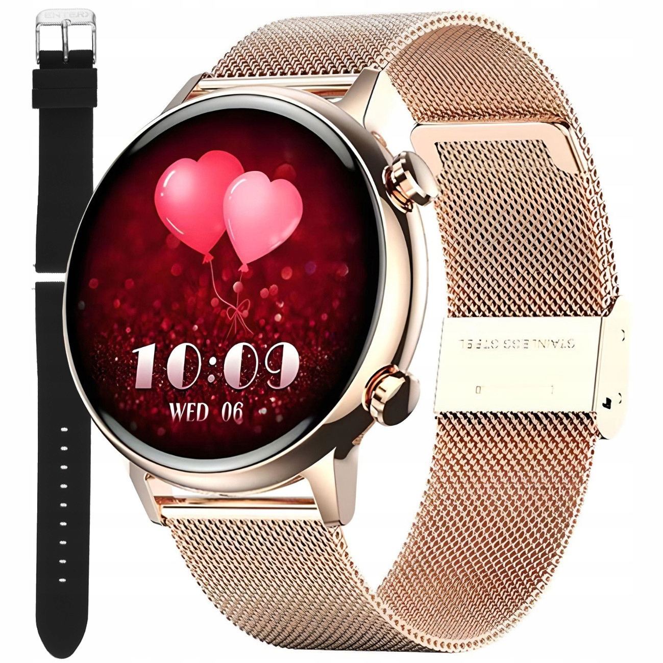 Chytré Hodinky Enter Hovory Pl Menu Růžové Zlato Mesh Pásek