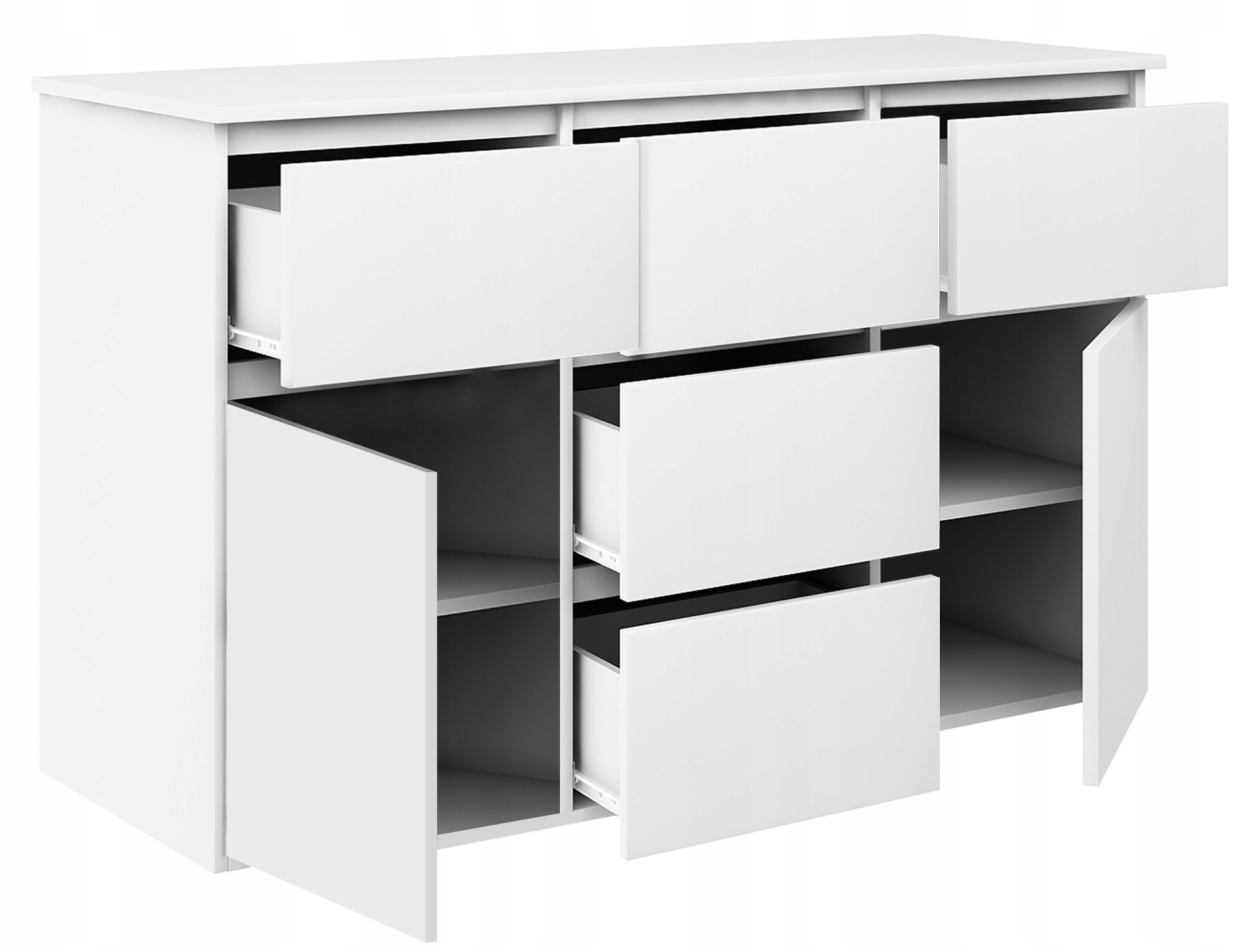 

Komoda 120 CM Biała K4 Pojemna Do Sypialni