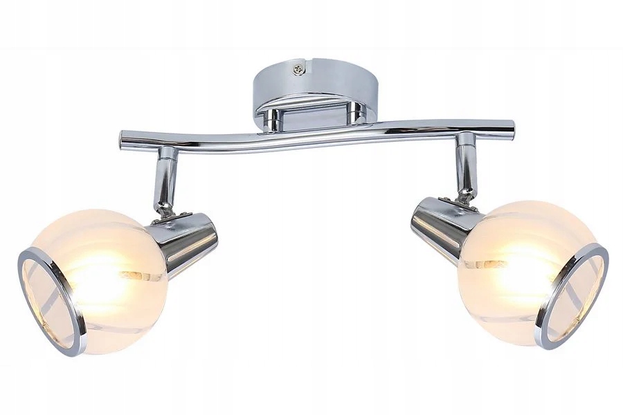 Stropní svítidlo chromová dvojitá skleněná stínítka reflektory nastavitelné Reality