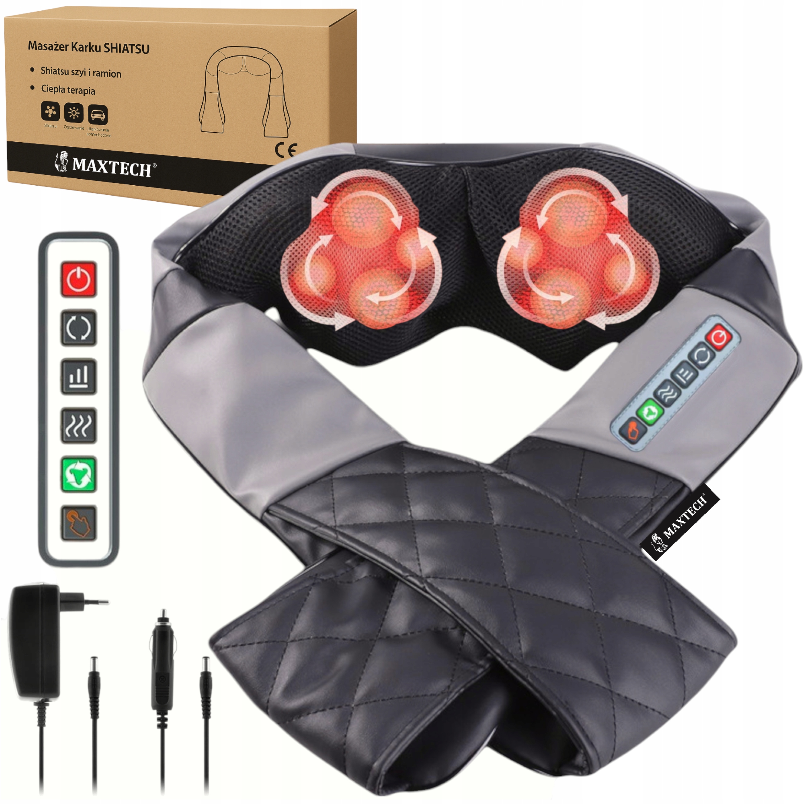 Masażer Karku Szyi Pleców Ciała Shiatsu Profesjonalny Pas Masujący Grzejący