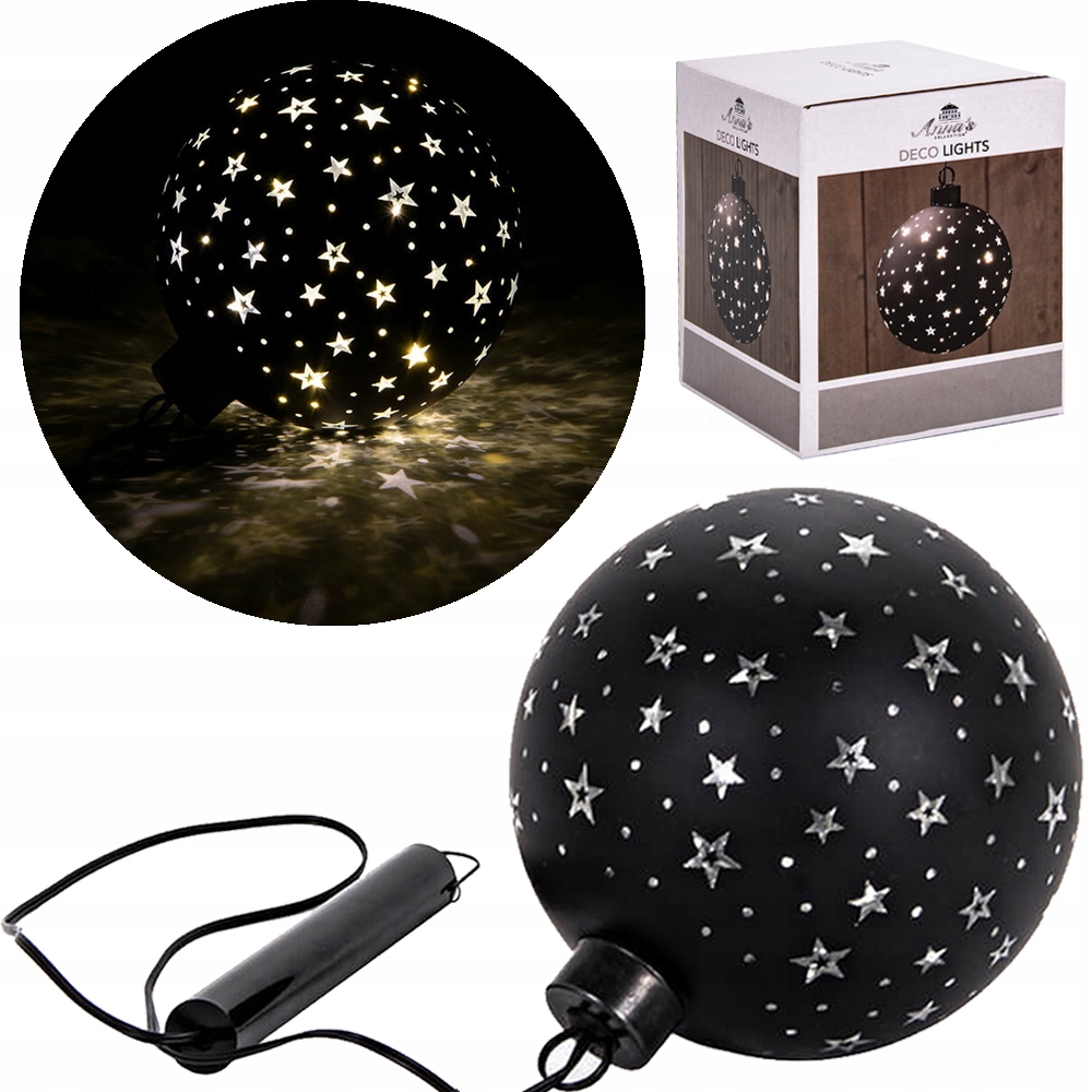 

Szklana bombka choinkowa 15 cm z diodami Led