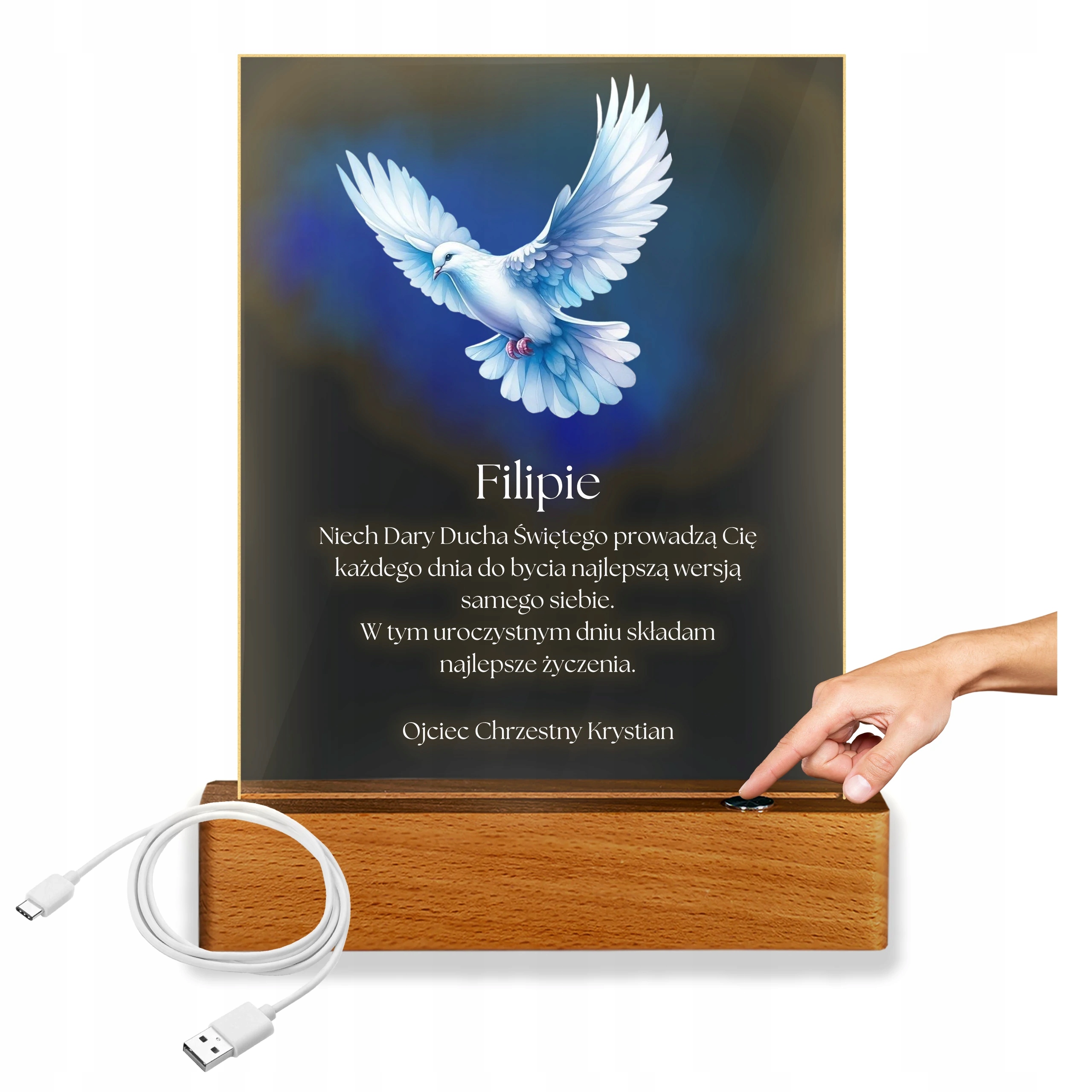 Lampka Led Bierzmowanie Pamiątka z Bierzmowania Gołębica
