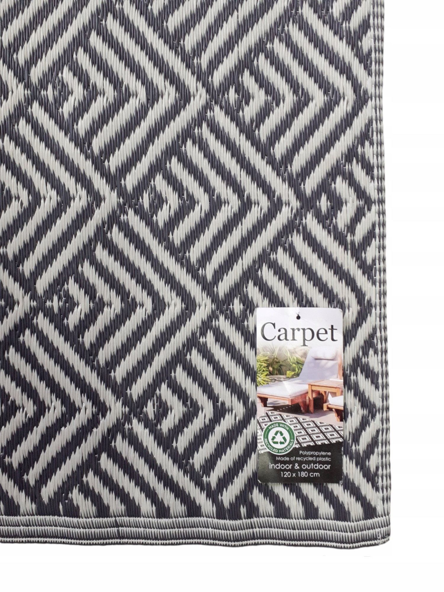 DYWANIK ZEWNĘTRZNY BALKONOWY NA TARAS 120 x 180 CM W KOLORZE GRAFITOWYM