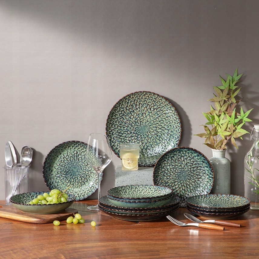 Serwis obiadowy VANCASSO kamionka zielony kamionka 24 szt / 8 osób Marka Vancasso