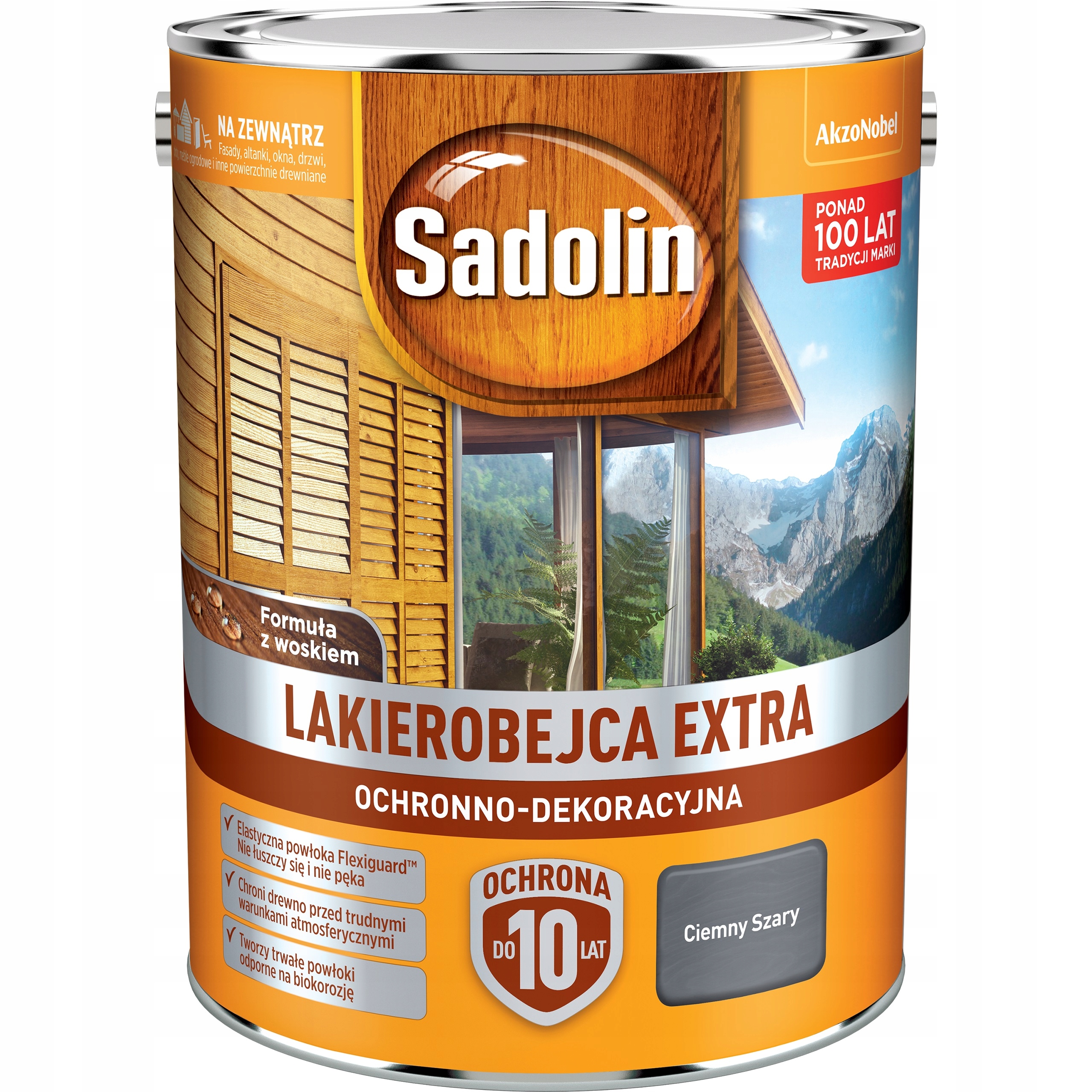 Sadolin Extra Lakierobejca Do Drewna Elewacji Ciemno Szary 5L