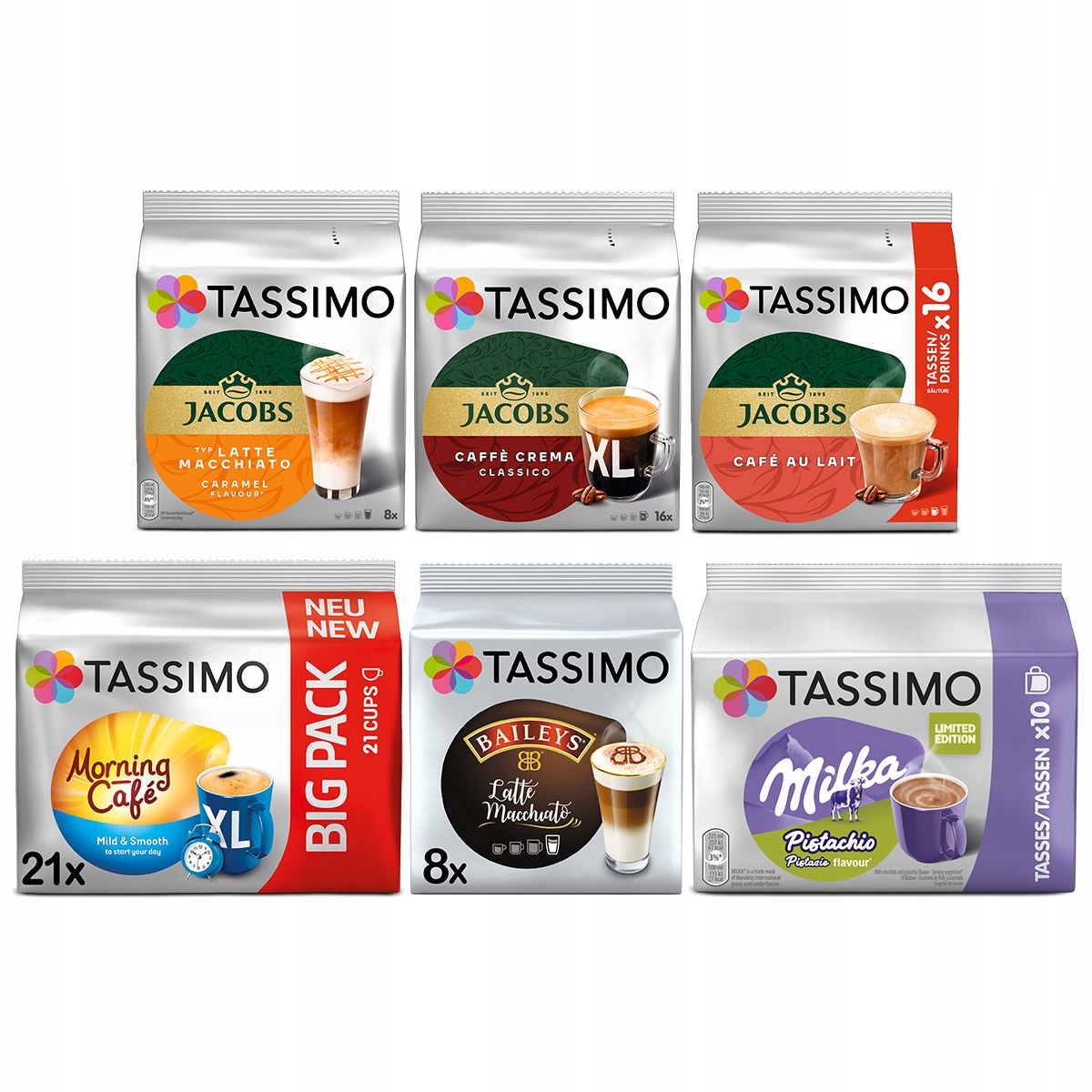 Kapsułki Tassimo Jacobs mix czarnych białych 6 opakowań