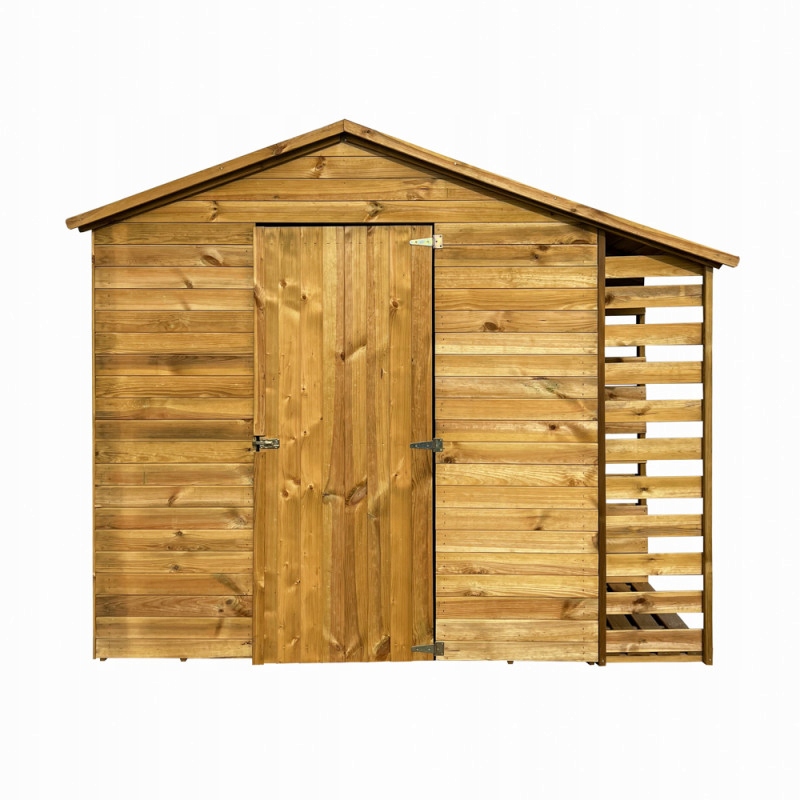 Dřevěný domek na nářadí s dřevěnou nástrojárnou, impregnovaná zahradní dílna