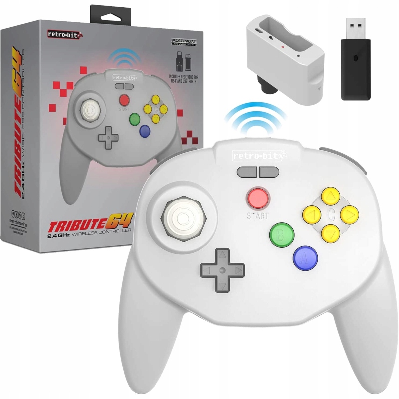 Retro-bit Tribute 64 pad bezprzewodowy szary