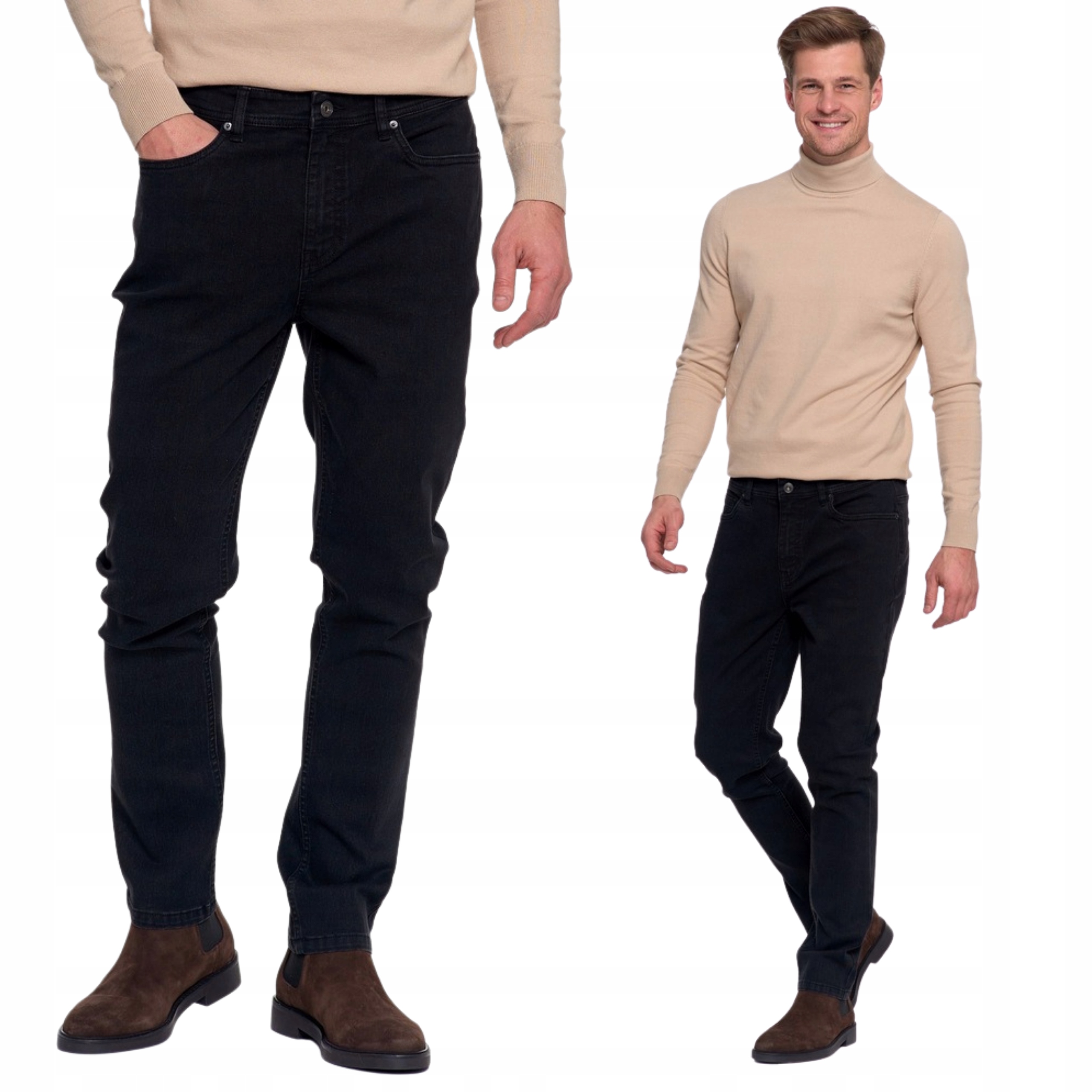 Spodnie Męskie Jeansowe Proste Moraj Jeansy Klasyczne Czarne Modne 34