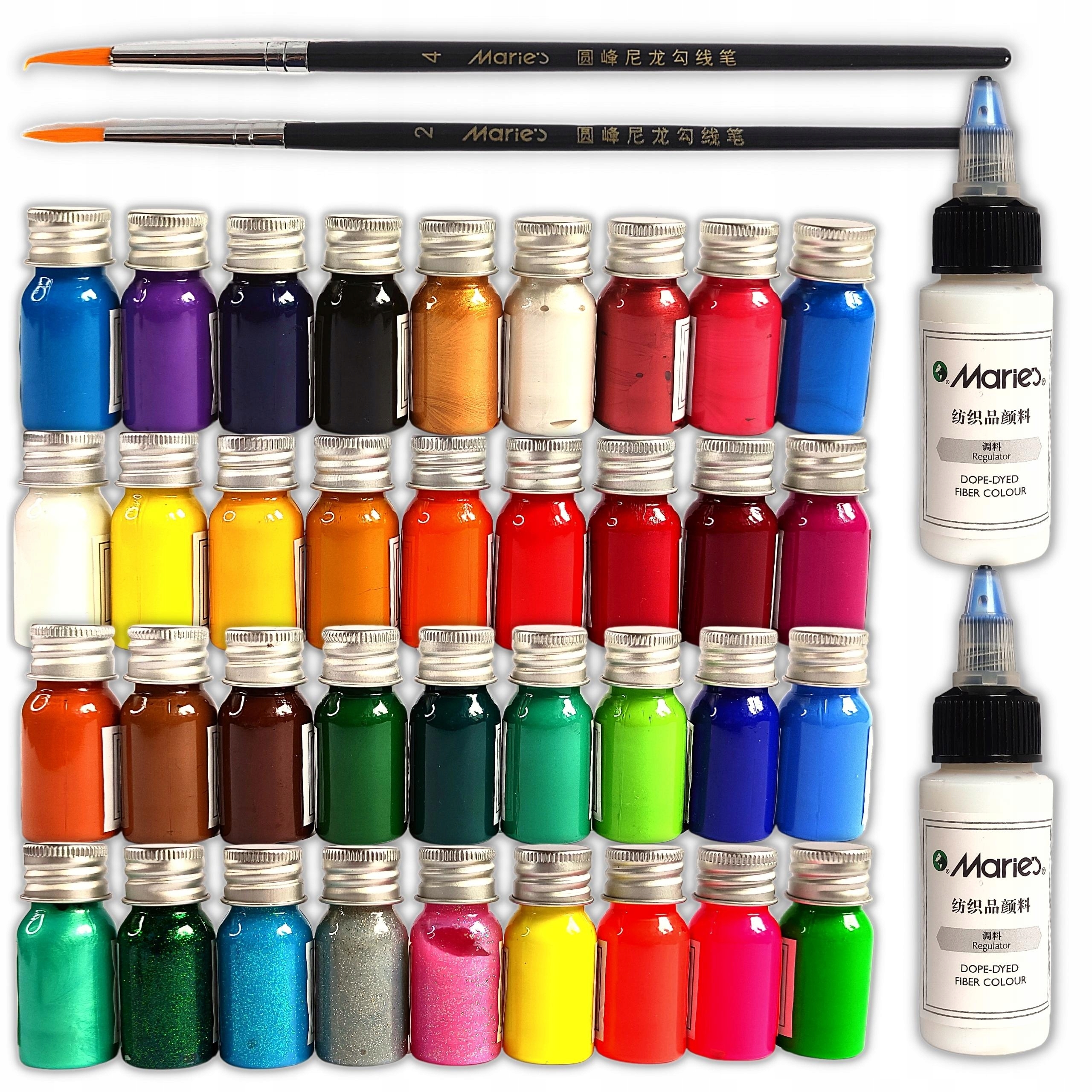 Farby do Tkanin do Malowania na Tkaninach Ubraniach 36x10 ml Pędzle Medium