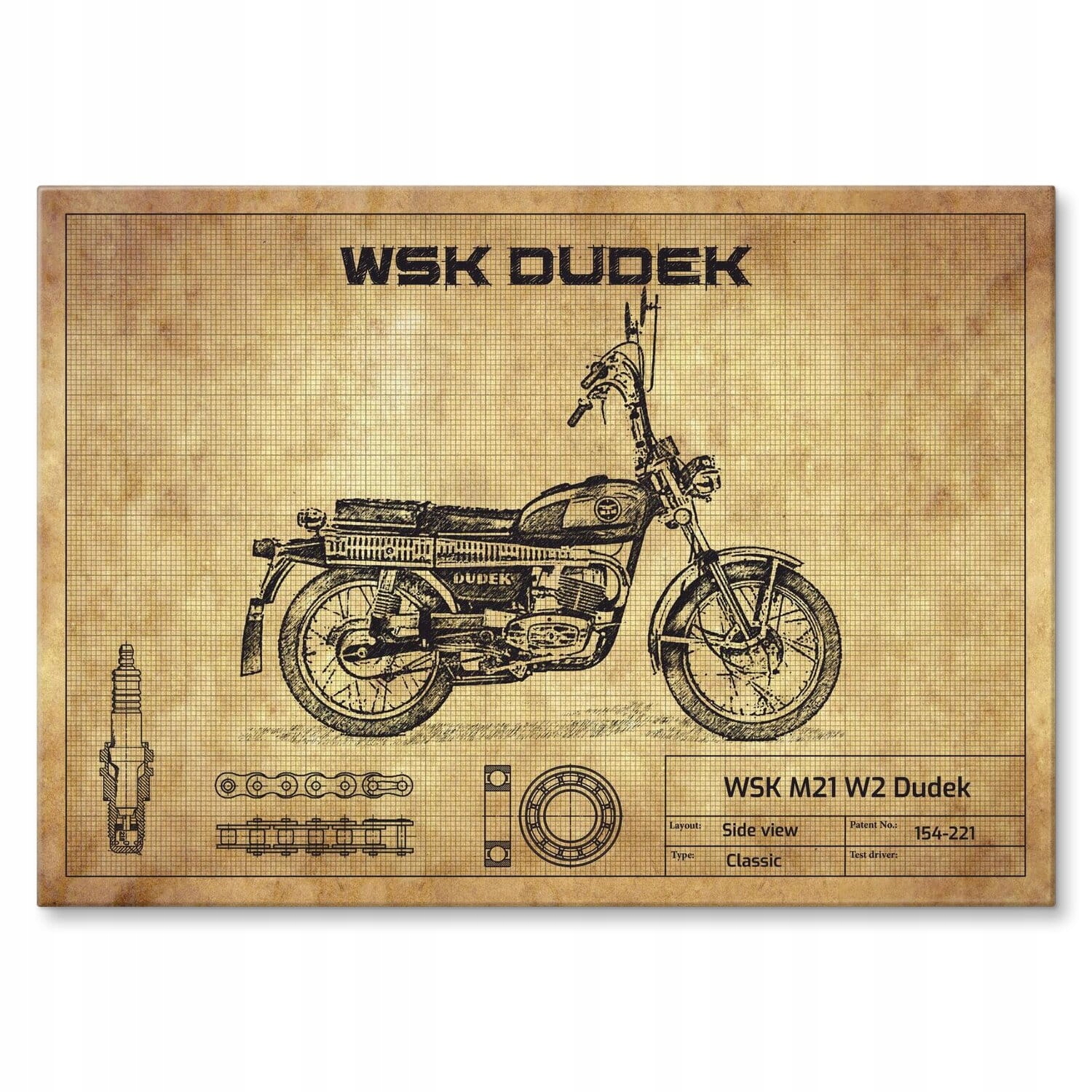 Kovový plech velký plakát dárek velká grafika motocykl motorka Wsk Dudek