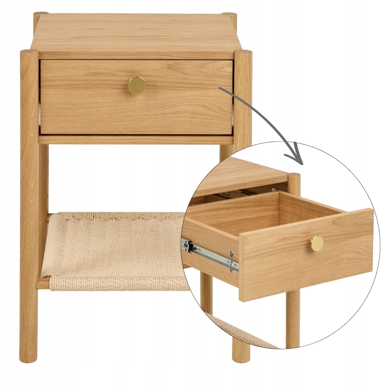 Nočná Skrinka So Zásuvkou nočný stolík béžový do spálne industriálna polica