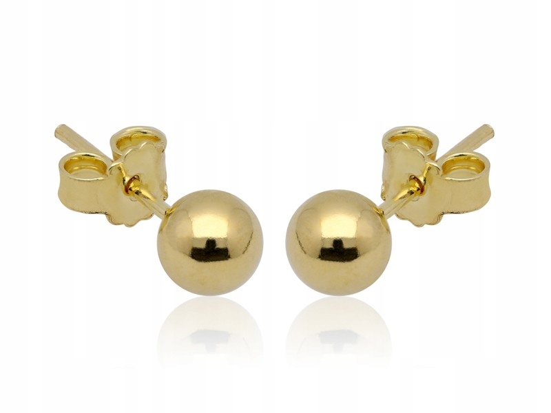 

Kolczyki Srebrne Kulki 6MM, Pozłacane Srebro 925