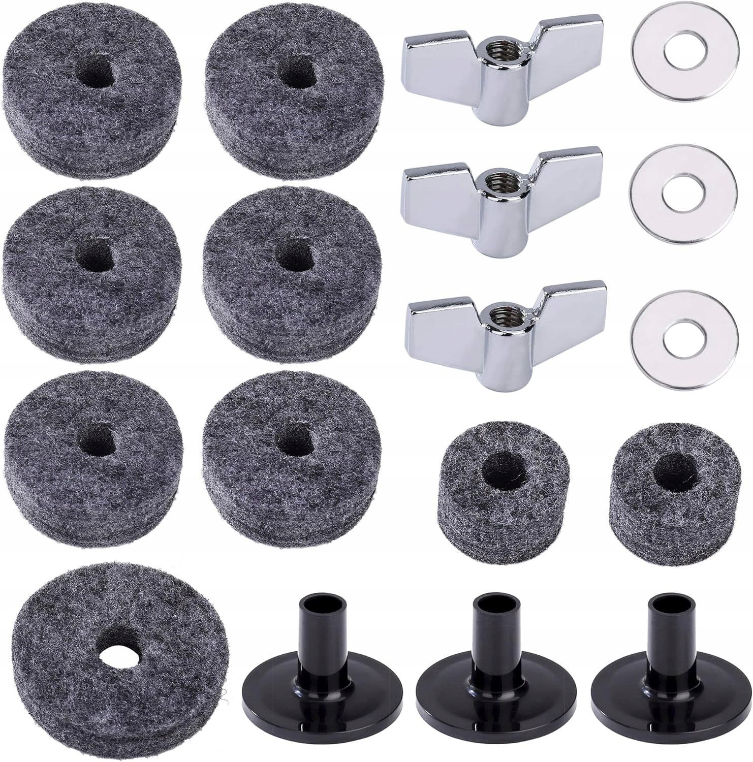 ZESTAW DO NAPRAWY PERKUSJI BĘBNÓW TALERZY WYMIENNE ŚRUBY NAKŁADKI Z FILCU