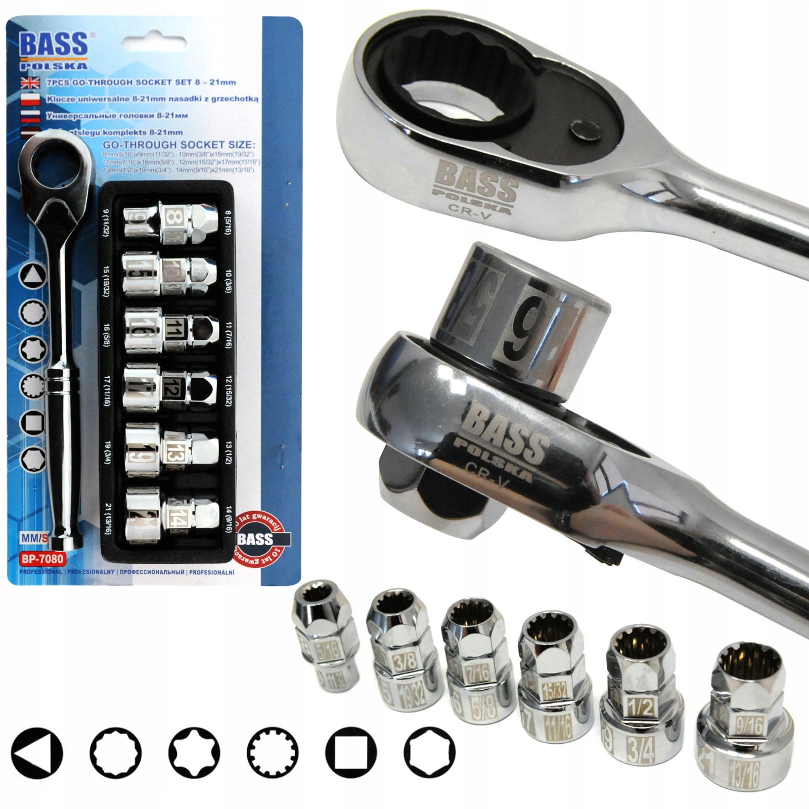 

Bass Klucze Nasadowe Uniwersalne Z Grzechotką 8-21
