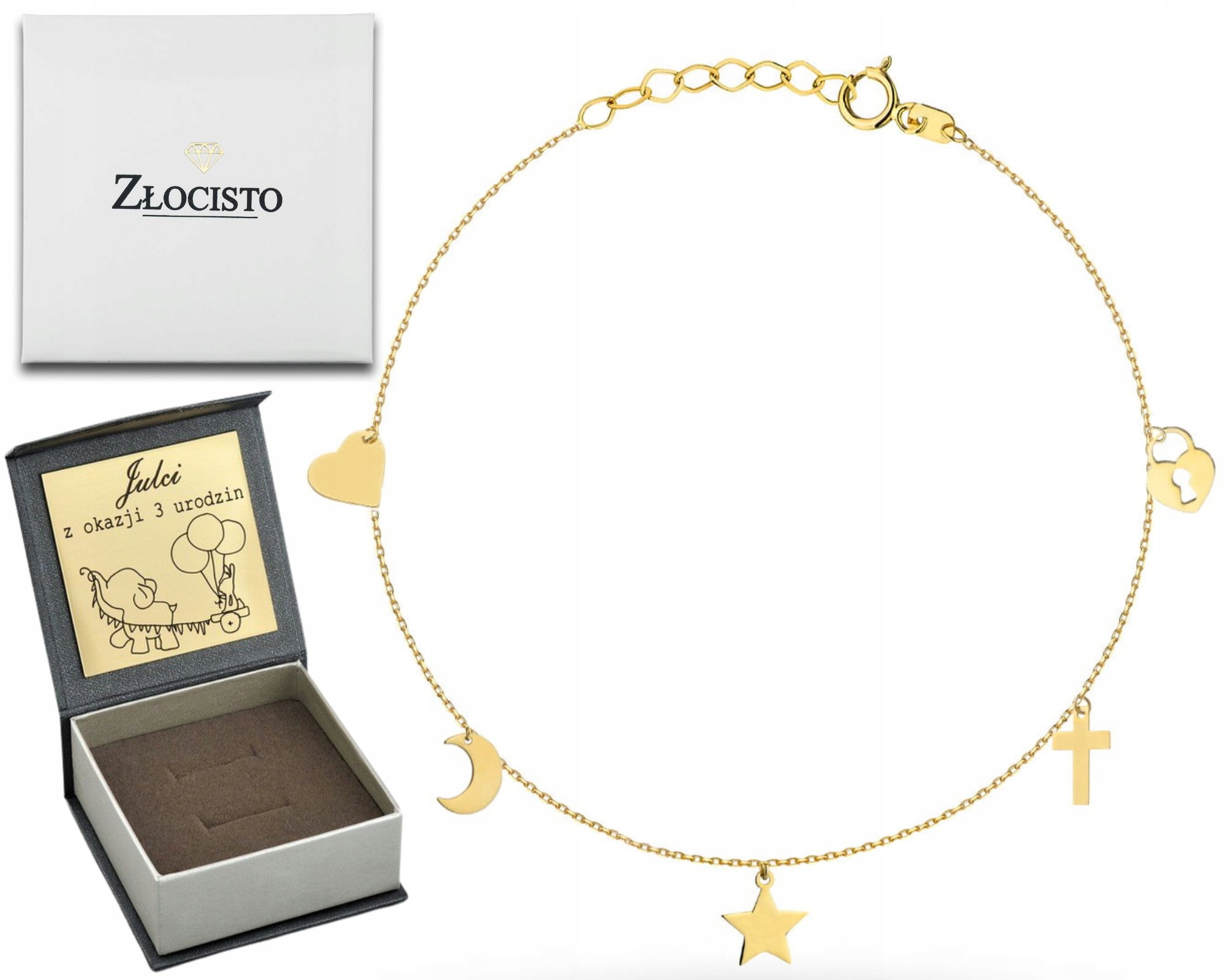 Zlatý Náramek S Křížkem A Hvězdičkou S Měsícem