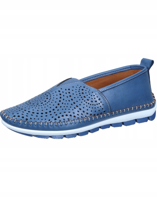 Manitu 840155 Modré Espadrilky, Kožené Ažurové Polobotky VEL.37