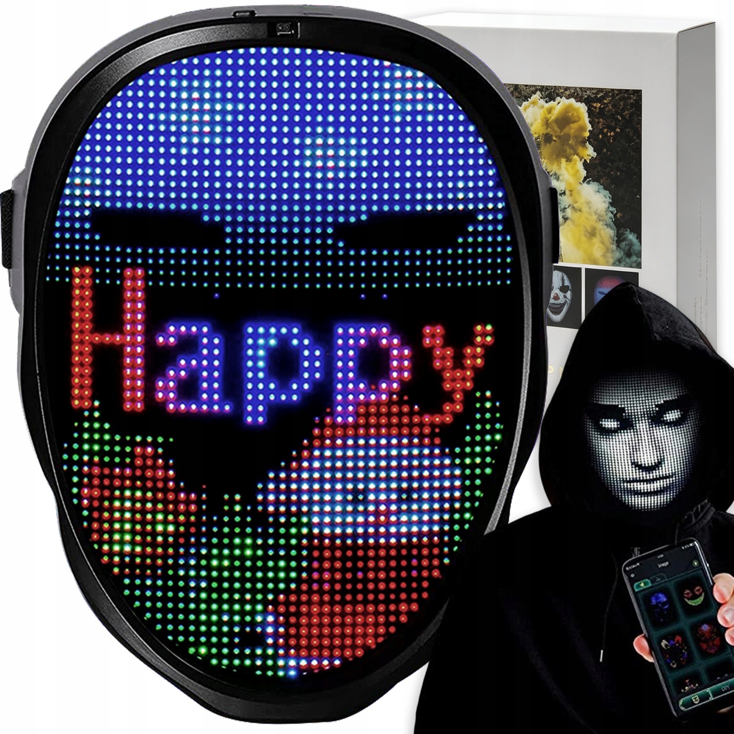 Led Podsvícená Maska Pro Halloween App Ovládání-bluetooth Ovládání Gesto