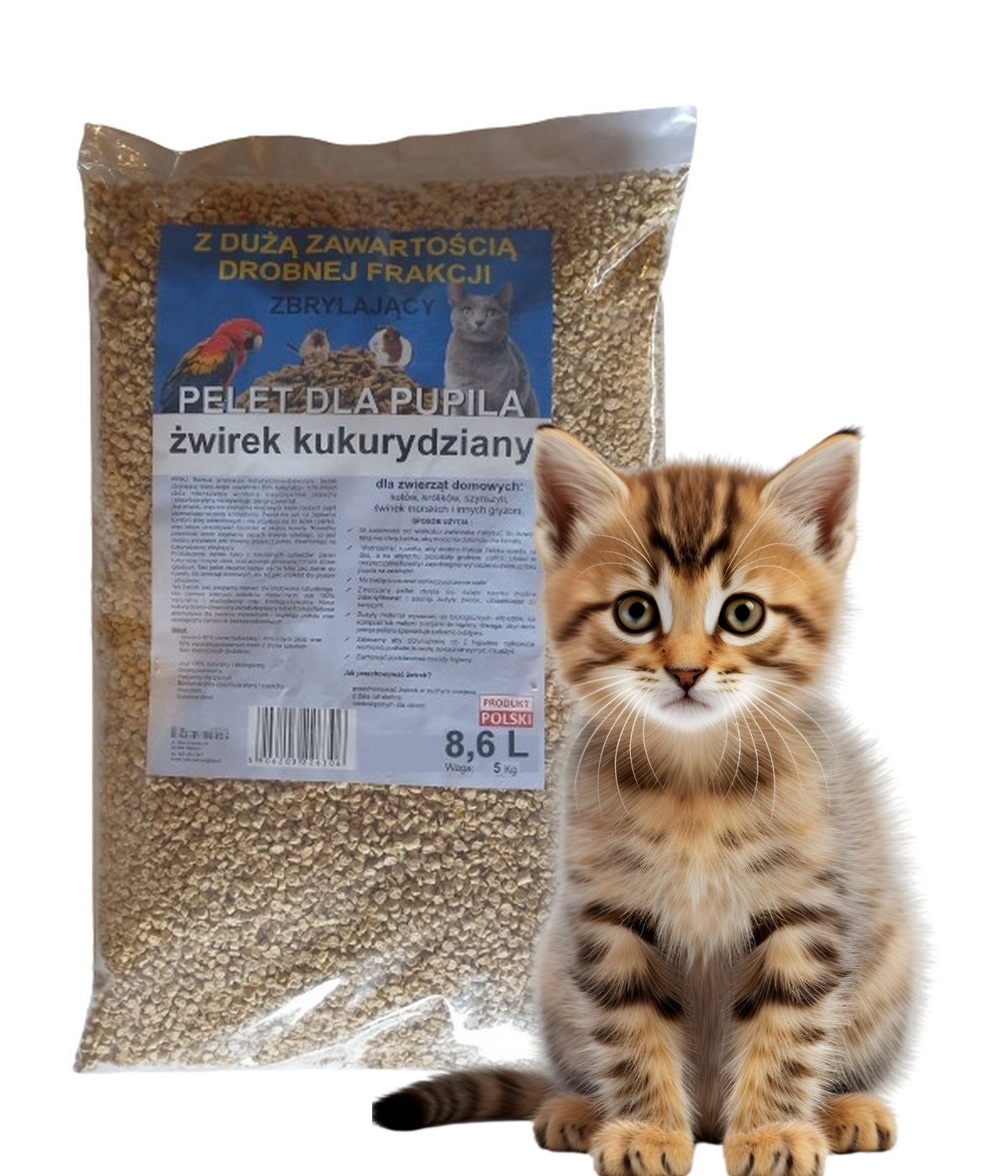 Żwirek Dla Kota kukurydziany Zbrylający nie pylący Bio 4x8,6L 10% taniej!