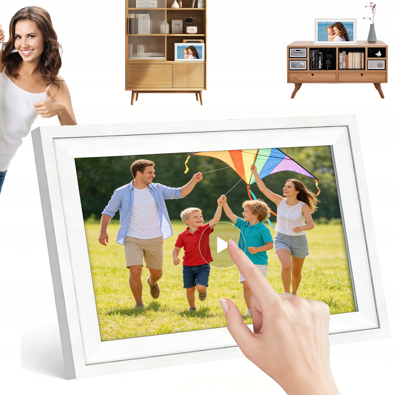 Rámeček Digitální Na Fotografie Wifi 32GB 15.6" Dotykový Fotorámeček Hd Videa