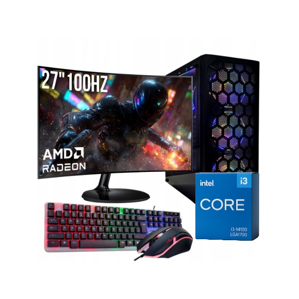 Počítačová sada Adronix i3-14100F 32 Gb RX580 Windows 11 Monitor 27"