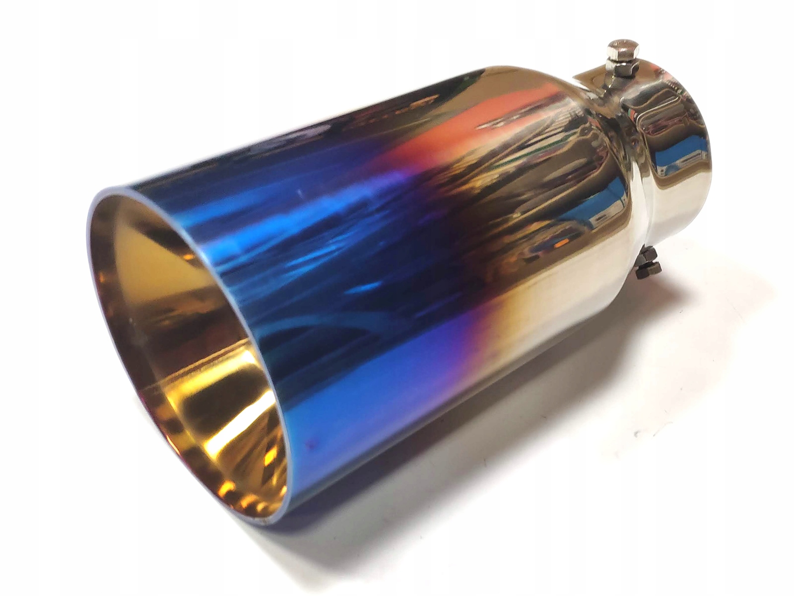 Końcówka Wydechu Stal Nierdzewna Blue Chrom 89mm