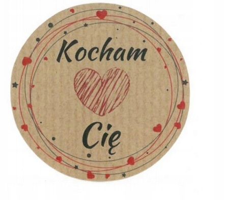 

Naklejki kraft Kocham Cię 5 cm 120 szt Walentynki