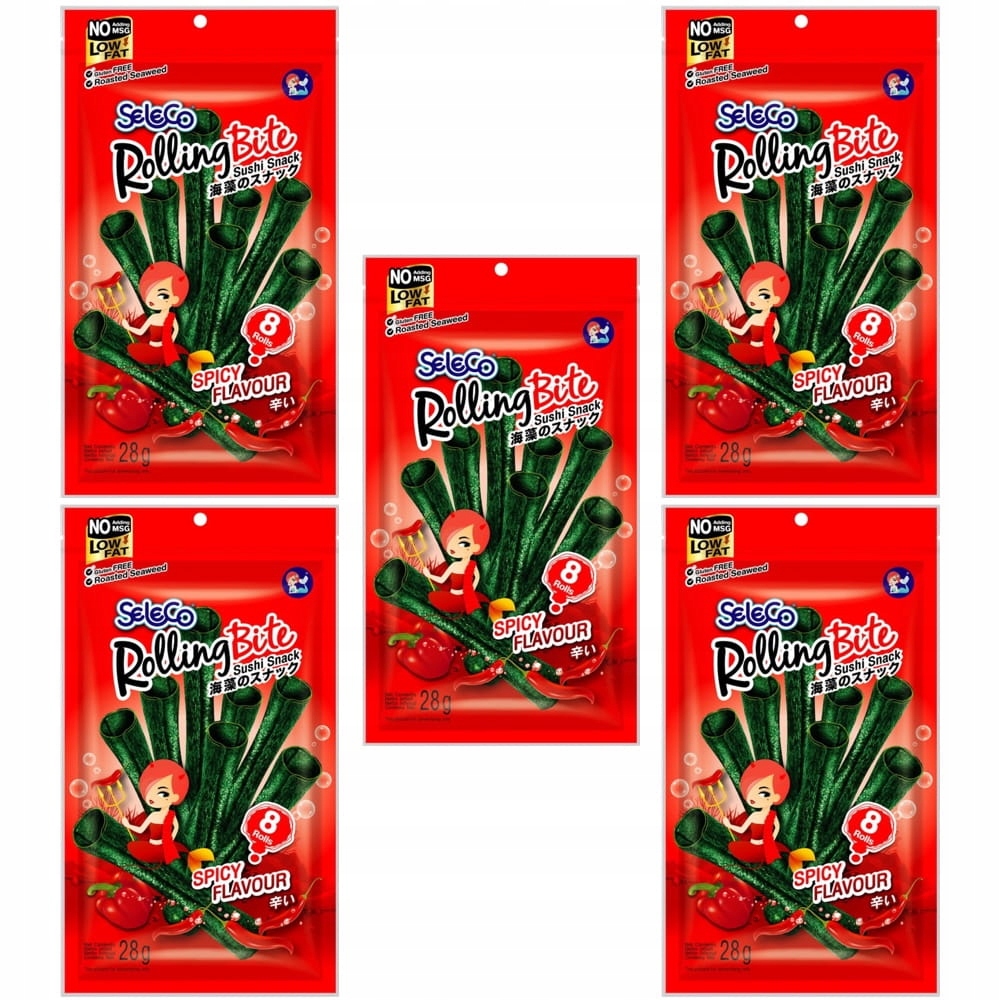 5 x Křupavé řasy Snacki z řas Nori Rolling Ostrá Svačinka 28 g