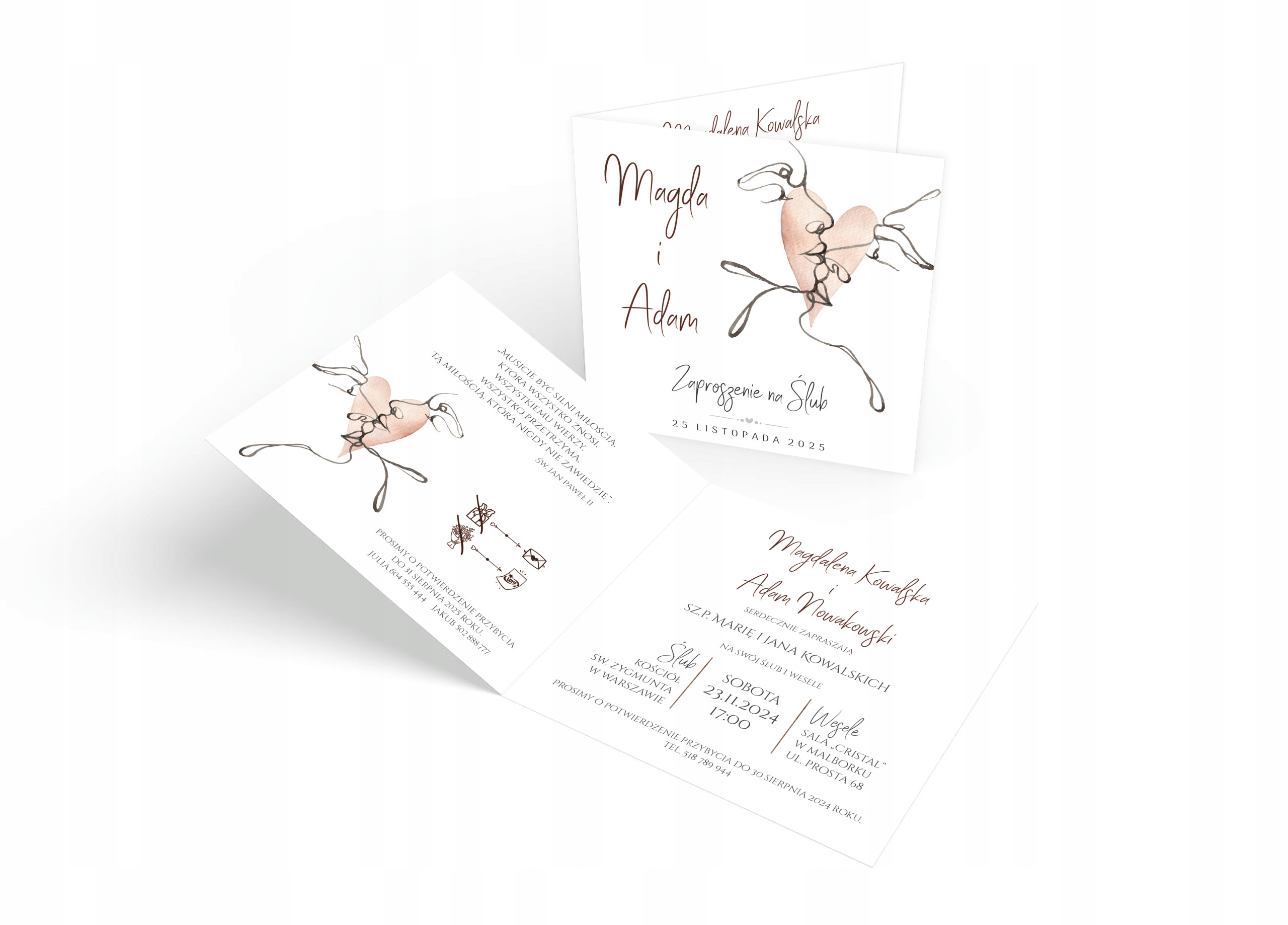 ZAPROSZENIA NA ŚLUB ŚLUBNE WESELE MINIMALISTYCZNE RUSTYKALNE BOHO Marka inny