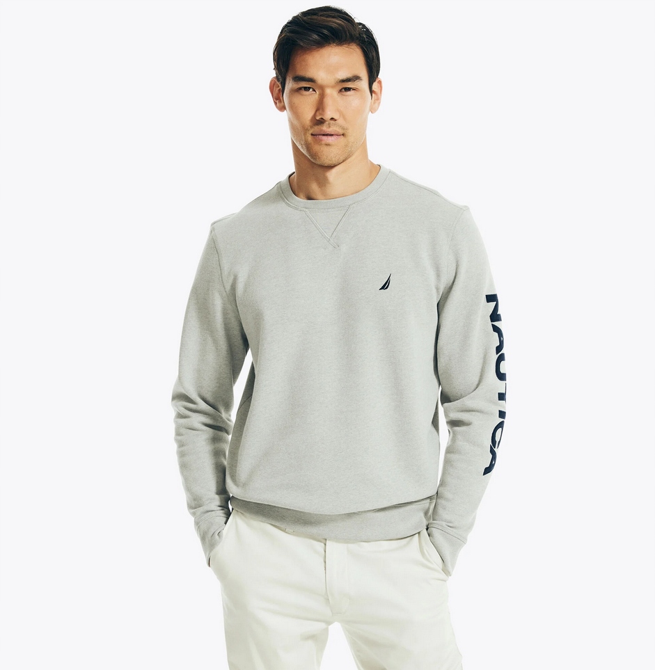 Nautica pánská mikina Logo Crewneck šedá L