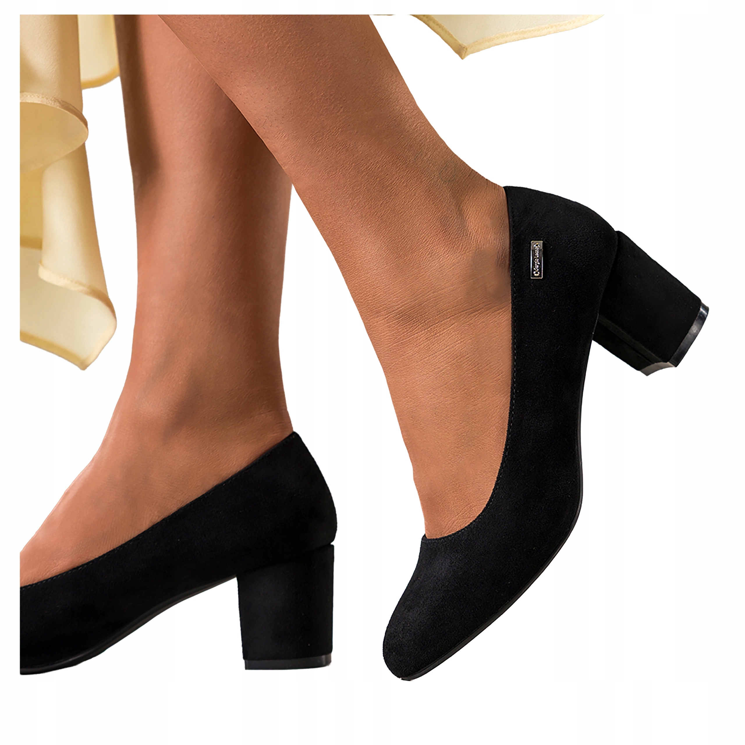 Černé Lodičky Dámské Pohodlné Kožená Semišová Vložka Na Podpatku vel. 38