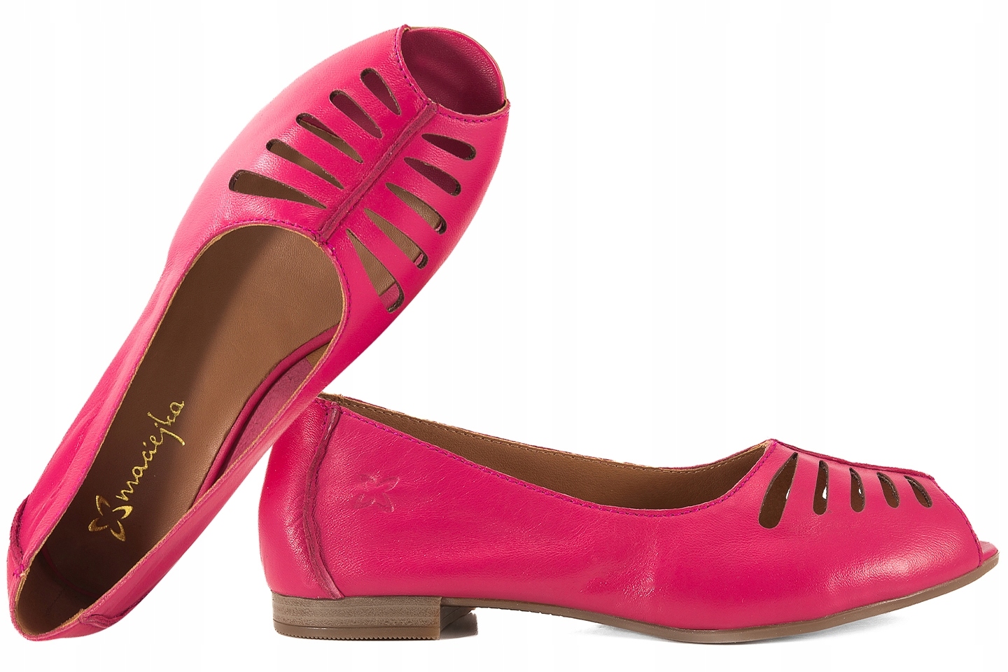 Maciejka P7541-15 Prolamované Balerínky Polobotky Kožené Balerínky Růžová 37