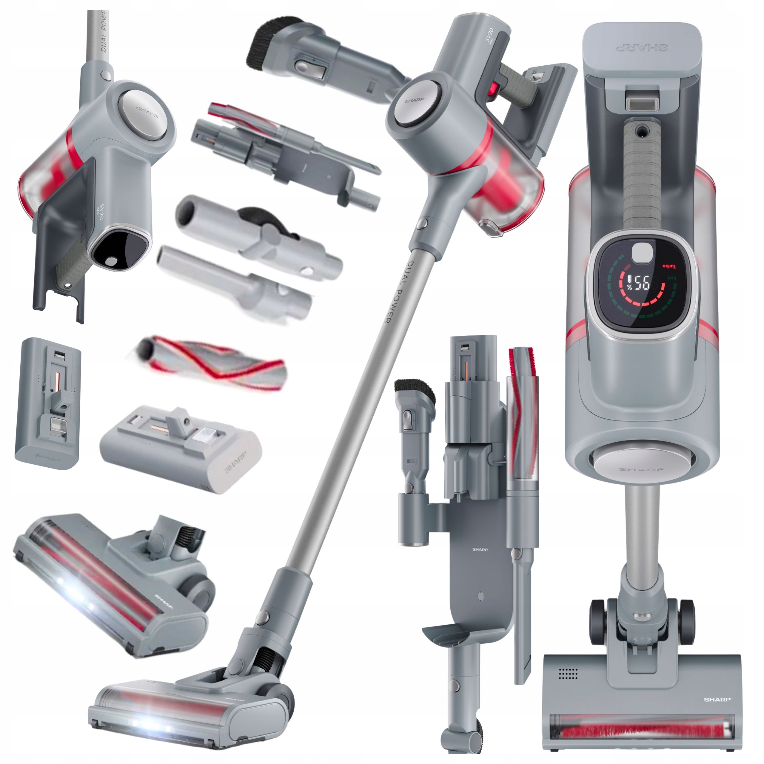 Silný akumulátorový vertikálny vysávač Sharp VC-SV20AEU-S