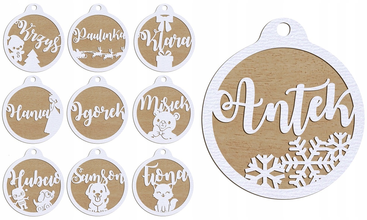 

Bombka Z Imieniem Drewniana 10x9cm Orzech