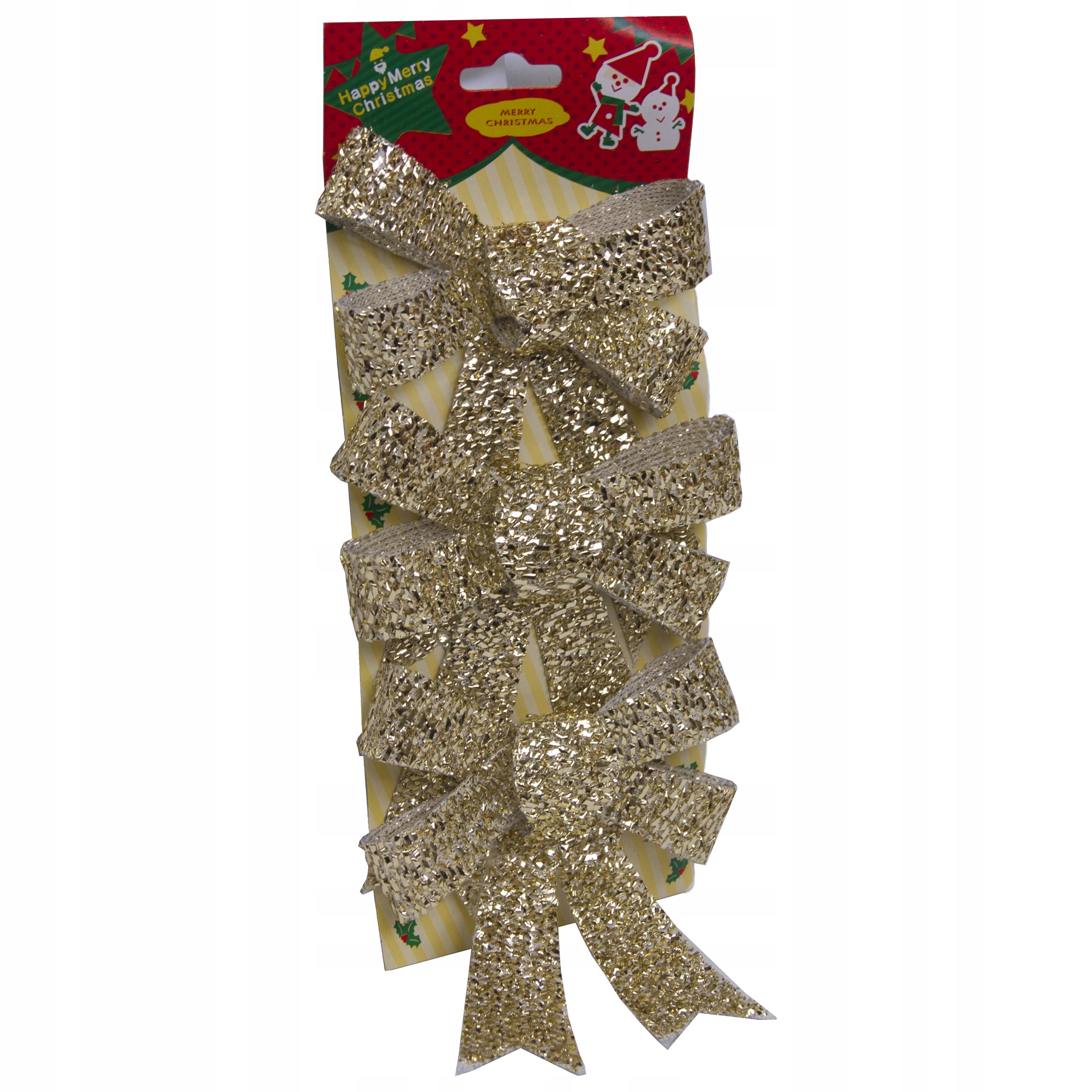 

Kokardy na choinkę dekoracja brokat Złote 3szt