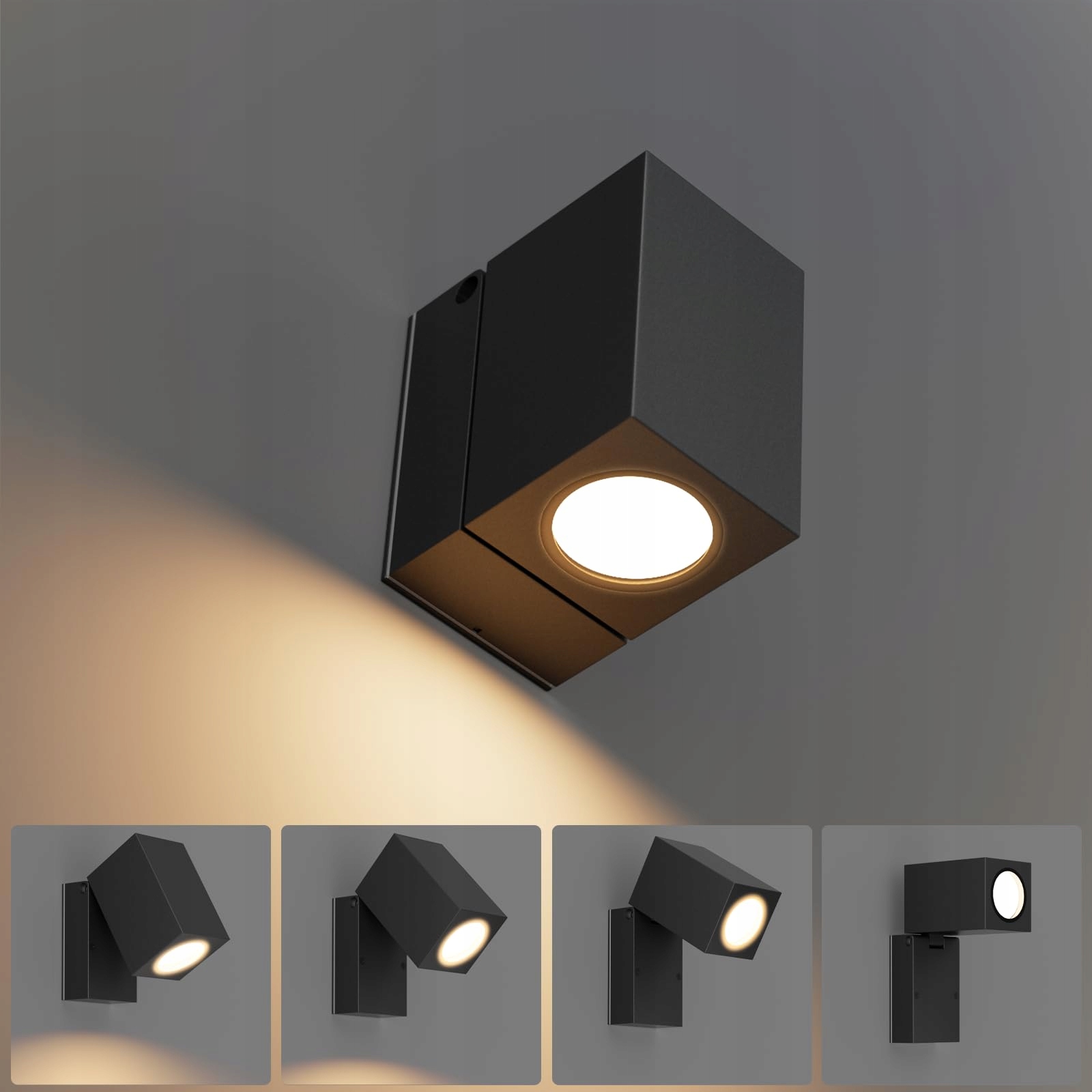 Lampa Ścienna Zewnętrzna Wodoodporna Aluminiowa Czarna GU10 IP65 AIPSUN — miniatura 5