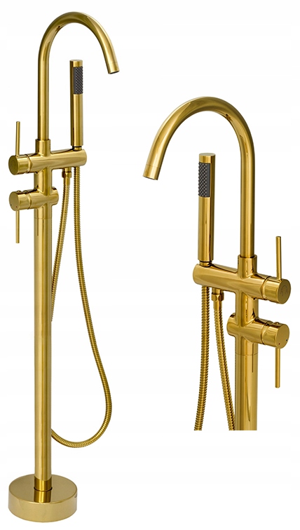 Zlatá Kivo Voľne Stojaca Podlahová Batéria Do Sprchy, Vysoký Výtok Do Vane