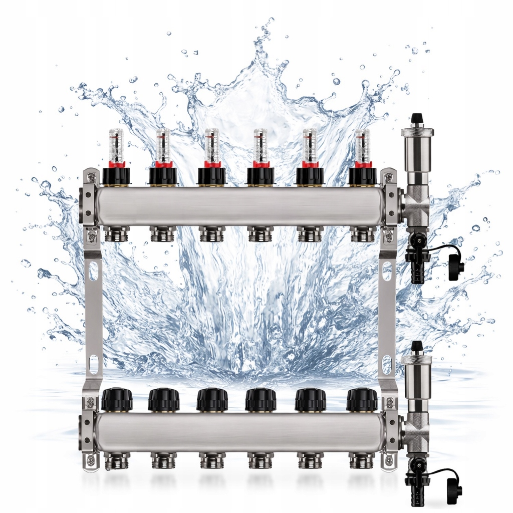 Rozdělovač pro podlahu nerezový 6-okruhové podlahové vytápění