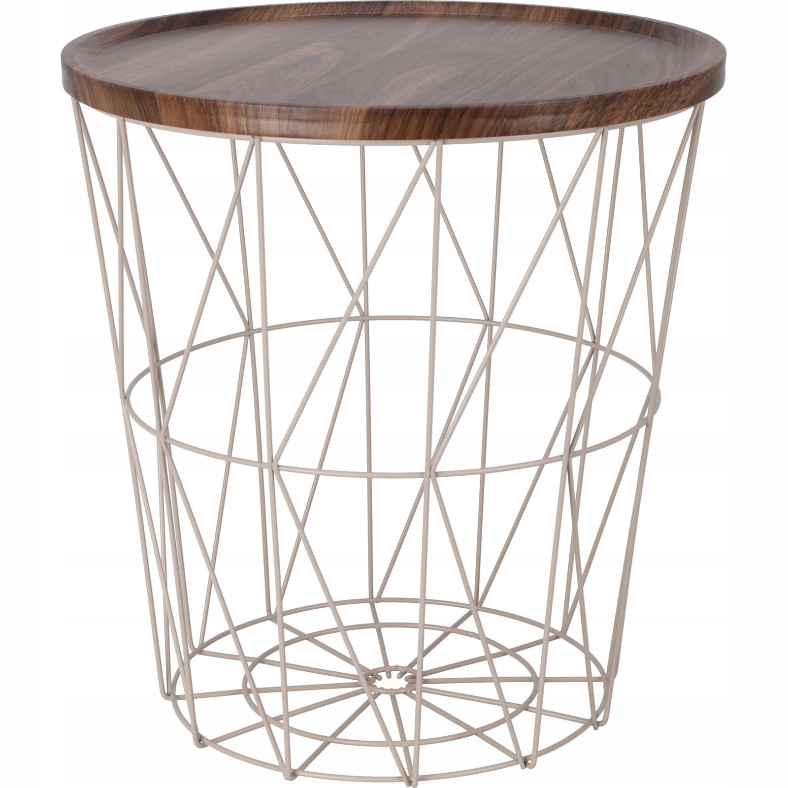 Kovový Pomocný Stolek S Košem Mdf 37 X 39 CM, Černý, Hnědý