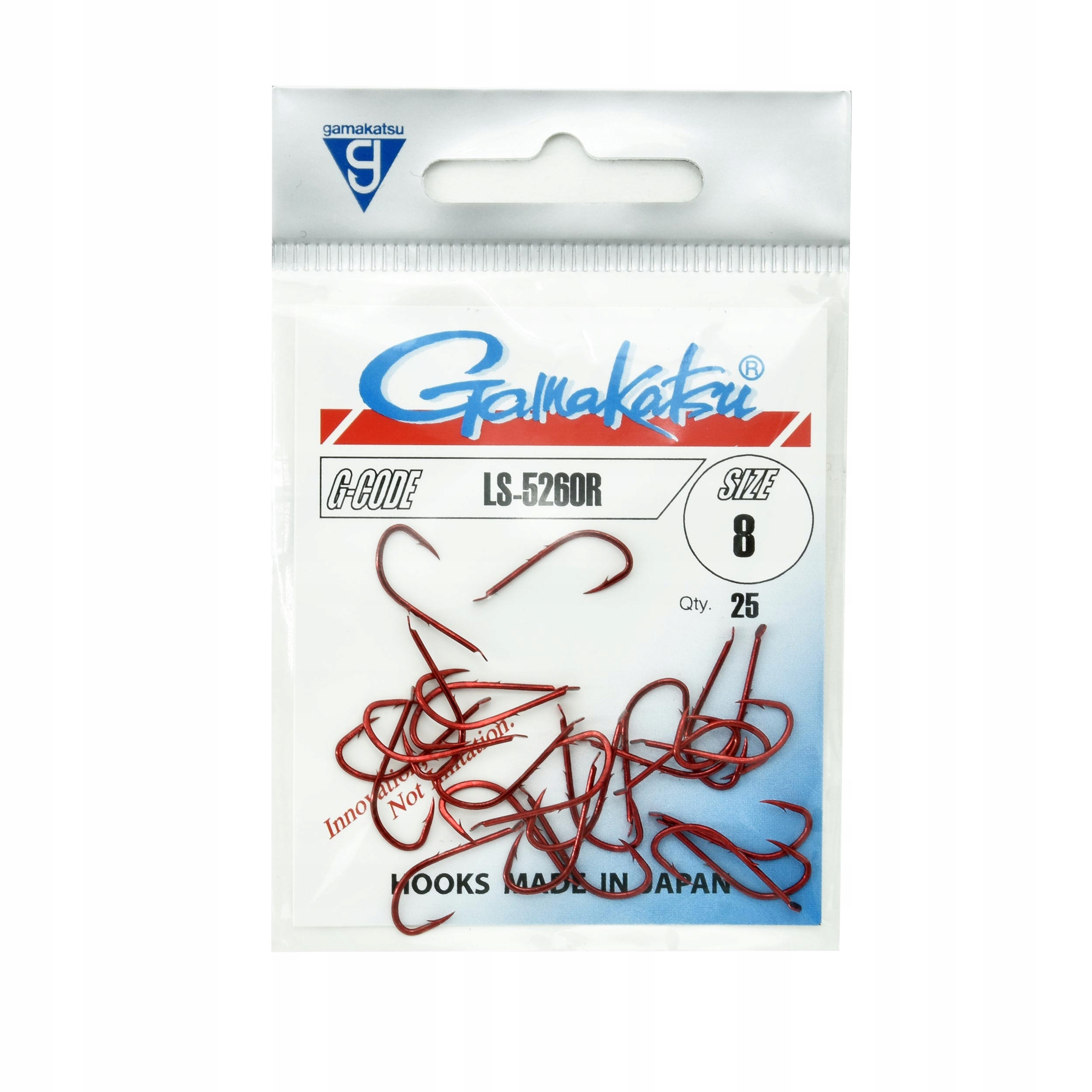 Haki Gamakatsu 5260R #8 red 25szt. do rosówek i czerwonych robaków