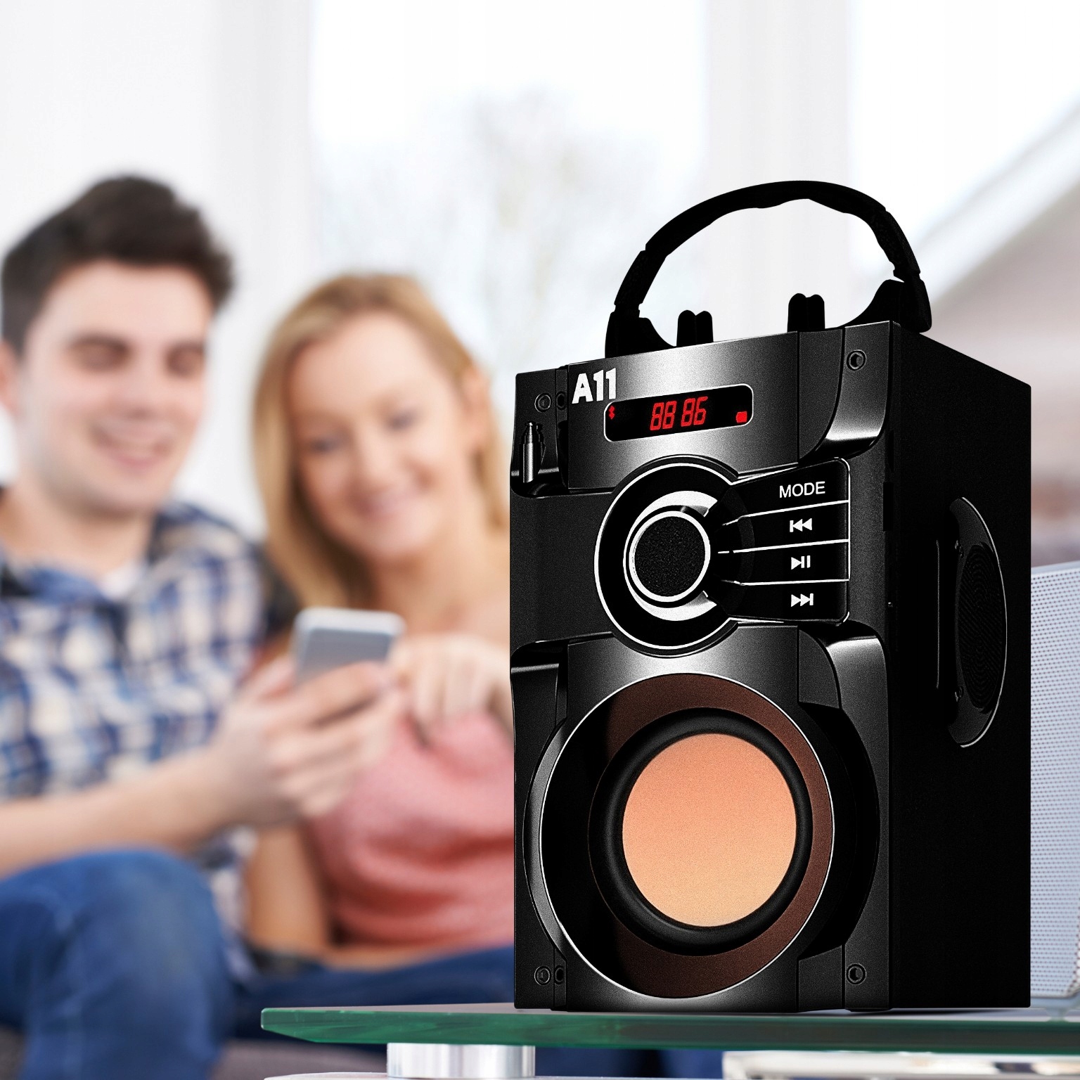 GŁOŚNIK BEZPRZEWODOWY BLUETOOTH RADIO PRZENOŚNY FM Głębokość produktu 17 cm
