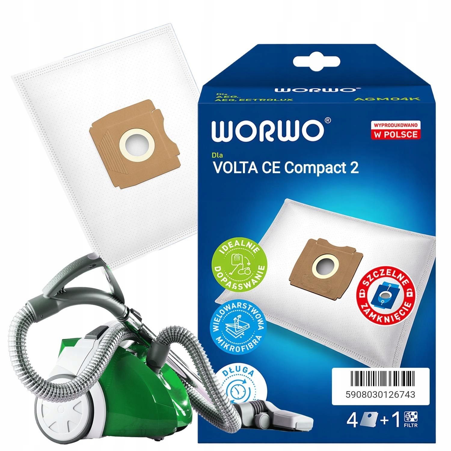 Worki Do Odkurzacza Volta Ce Compact 2 AGMB01, 4 Sztuki, Filtr