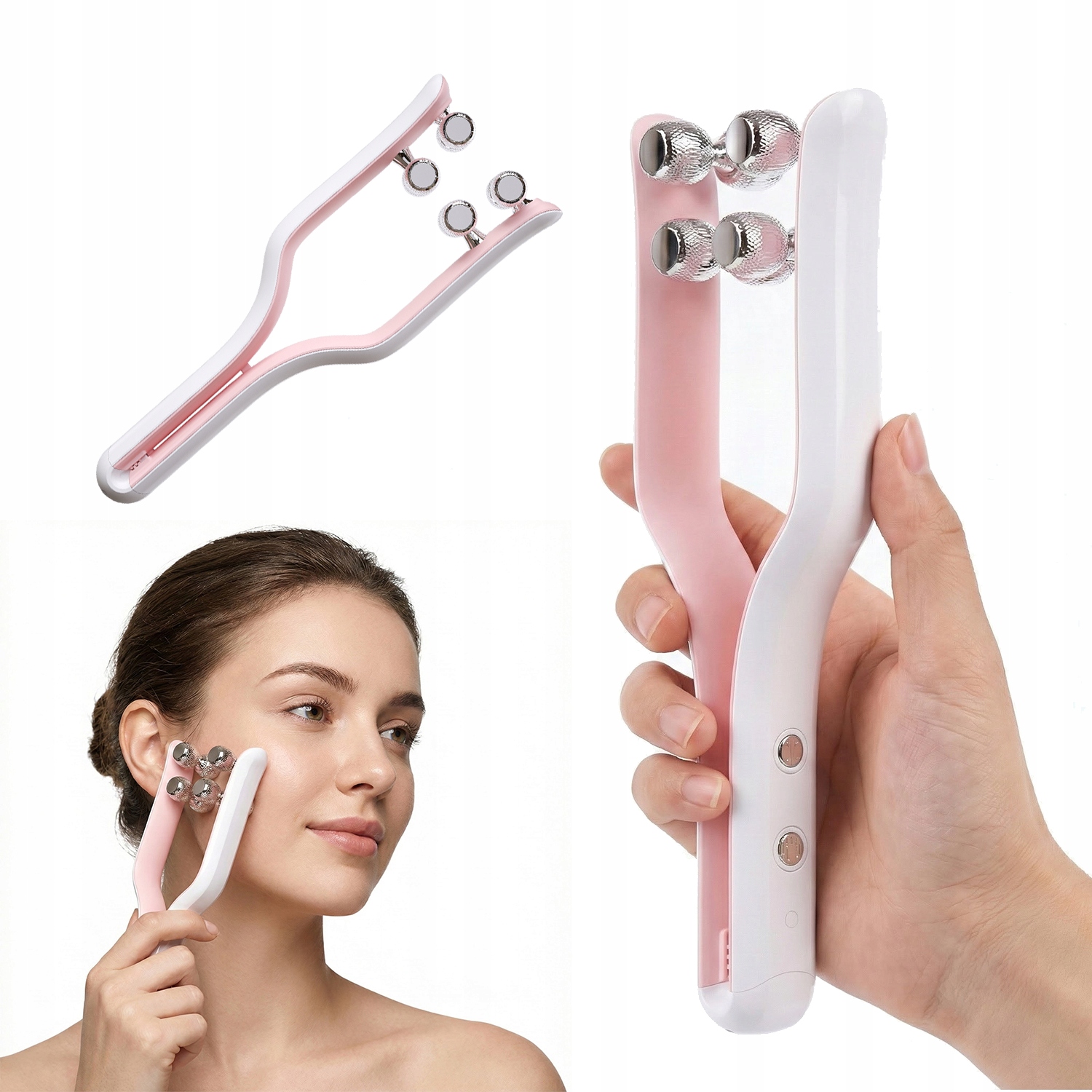 Masážní Přístroj Na Obličej Ems 3.7V Růžový Pro Napínání A Zvedání Pokožky