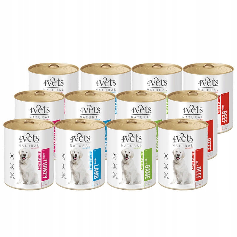 4Vets Natural Karma dla psa mix smaków zestaw 12 x 800 g Dolina
