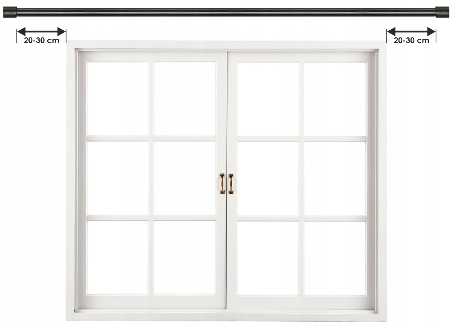 KARNISZ PODWÓJNY 19+19 / 200 cm CZARNY CICHE KÓŁKA Średnica drążka 19 mm + 19 mm