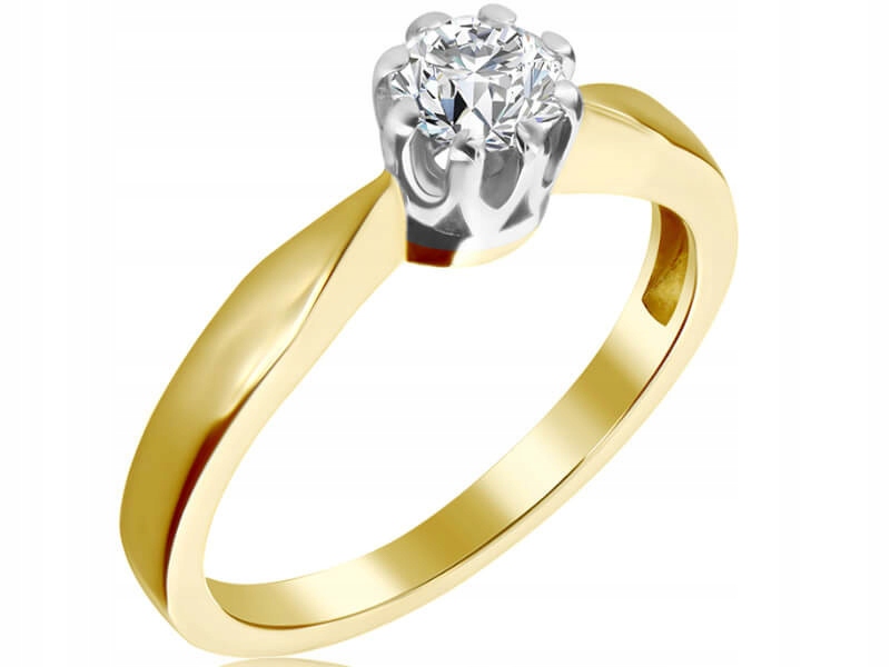 Zlatý prstýnek 585 s velkým briliantovým očkem, klasický vzor r15, módní